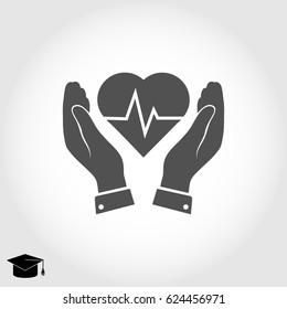 heart and hand icon, vector best flat icon, EPS