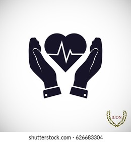 heart and hand icon, vector best flat icon, EPS