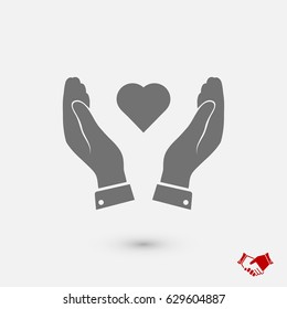 heart in hand icon, vector best flat icon, EPS