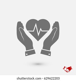 heart and hand icon, vector best flat icon, EPS