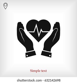 heart and hand icon, vector best flat icon, EPS