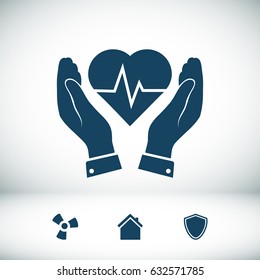 heart and hand icon, vector best flat icon, EPS