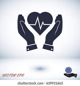 heart and hand icon, vector best flat icon, EPS