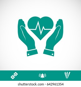 heart and hand icon, vector best flat icon, EPS