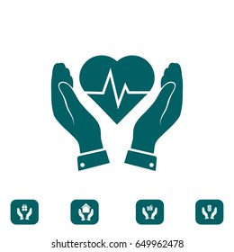 heart and hand icon, vector best flat icon, EPS