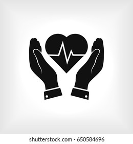 heart and hand icon, vector best flat icon, EPS