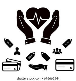 heart and hand icon, vector best flat icon, EPS