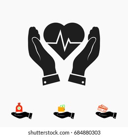 heart and hand icon, vector best flat icon, EPS