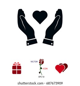 heart in hand icon, vector best flat icon, EPS