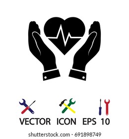 heart and hand icon, vector best flat icon, EPS