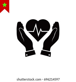heart and hand icon, vector best flat icon, EPS