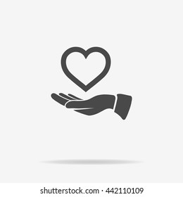 Heart and hand icon. Vector concept illustration for design.