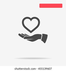 Heart and hand icon. Vector concept illustration for design.