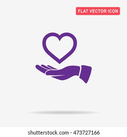 Heart and hand icon. Vector concept illustration for design.