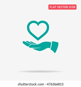 Heart and hand icon. Vector concept illustration for design.