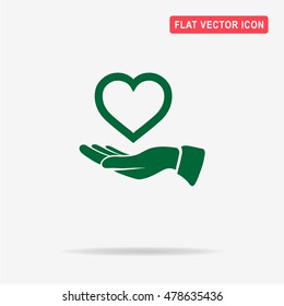 Heart and hand icon. Vector concept illustration for design.