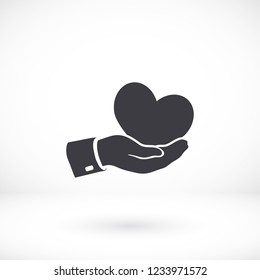 heart in hand. icon. Vector Eps 10