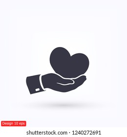 heart in hand. icon. Vector Eps 10
