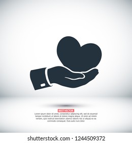 heart in hand. icon. Vector Eps 10