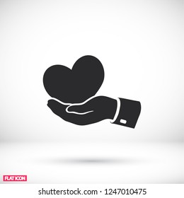heart in hand. icon. Vector Eps 10