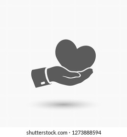 heart in hand. icon. Vector Eps 10