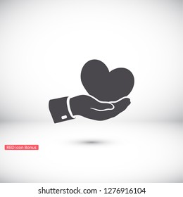 heart in hand. icon. Vector Eps 10