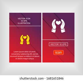 Herz in der Hand Symbol. Vektorillustration EPS10. Lorem Ipsum-Flachdesign