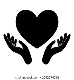 Heart in hand Icon. Vector illustration