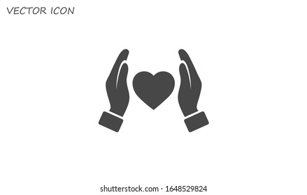 heart in hand icon, vector illustration. Flat design style