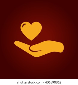 heart in hand icon, vector illustration