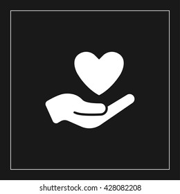 heart in hand icon. heart in hand vector illustration