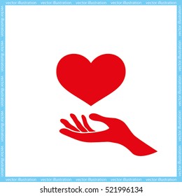 Heart in hand icon vector illustration eps10. Isolated badge for website or app - stock infographics