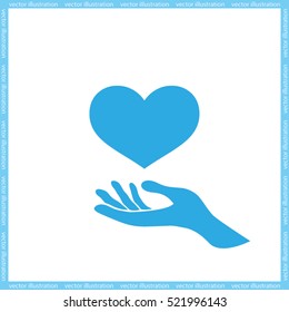 Heart in hand icon vector illustration eps10. Isolated badge for website or app - stock infographics