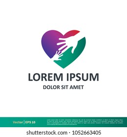 Heart and Hand Icon Vector Logo Template