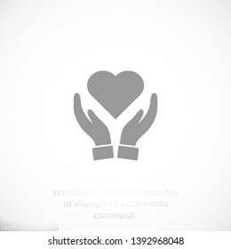 Heart in hand icon vector , lorem ipsum Flat design