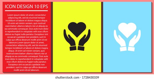 Heart in hand icon vector , lorem ipsum Flat design