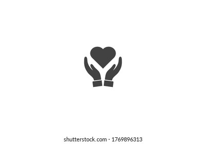 Heart in hand icon vector , lorem ipsum Flat design