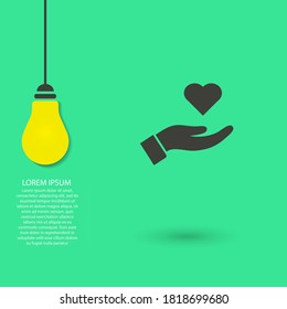 Heart in hand icon vector , lorem ipsum Flat design