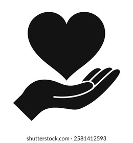 heart in hand icon vector on white background