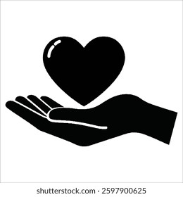 Heart in hand icon Vector Silhoette