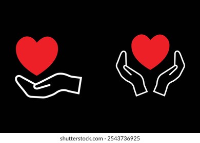 Heart, hand icon vector, icon, symbol. Heart icon in hands. Love symbol, icon, valentine symbol. Vector illustration of heart.