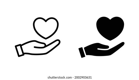 Heart in hand icon vector for web, computer and mobile app