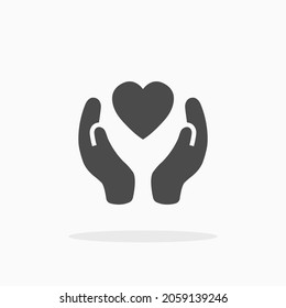 Heart in hand icon. For your design, logo. Vector illustration.