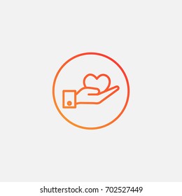 Heart in hand icon.gradient illustration isolated vector sign symbol