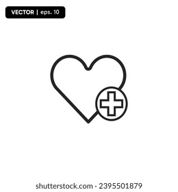 Heart in hand icons. Hands holding heart icon. Love icon. Health, medicine symbol. Healthcare hands holding heart flat and line style - stock vector