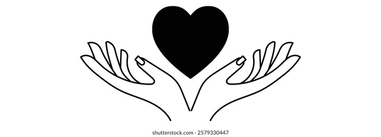 Heart in hand icons set. Hands holding. Love icon. Health, medicine symbol . 1176
