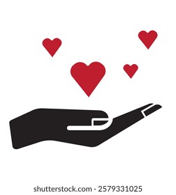 Heart in hand icons set. Hands holding heart icon. Love icon. Health, medicine symbol. Healthcare hands holding heart flat and line style - stock vector . 1176