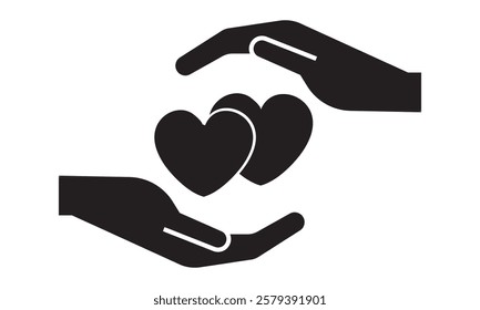 Heart in hand icons set. Hands holding heart icon. Love icon. Health, medicine symbol. Healthcare hands holding heart flat and line style - stock vector