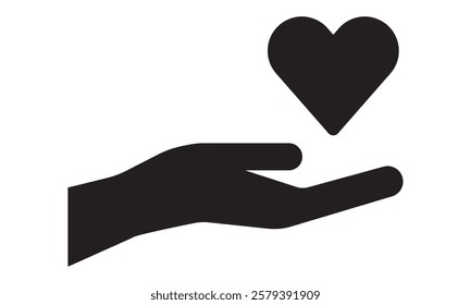 Heart in hand icons set. Hands holding heart icon. Love icon. Health, medicine symbol. Healthcare hands holding heart flat and line style - stock vector