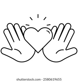 Heart in hand icons set. Hands holding heart icon. Love icon. Health, medicine symbol. Healthcare hands holding heart flat and line style. Hands holding heart liner icons. eps 888